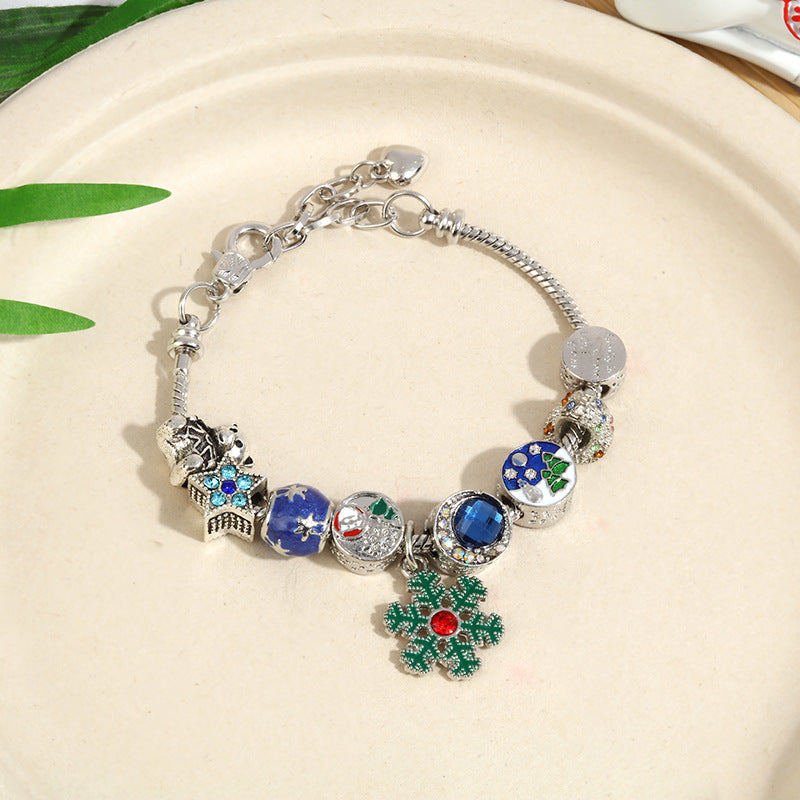 Christmas Snowflake Bells Charm Bracelet