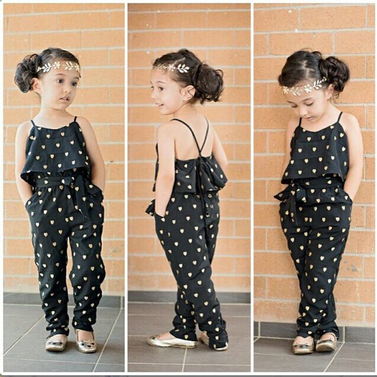 Polka Dot Strap Girls Jumpsuit