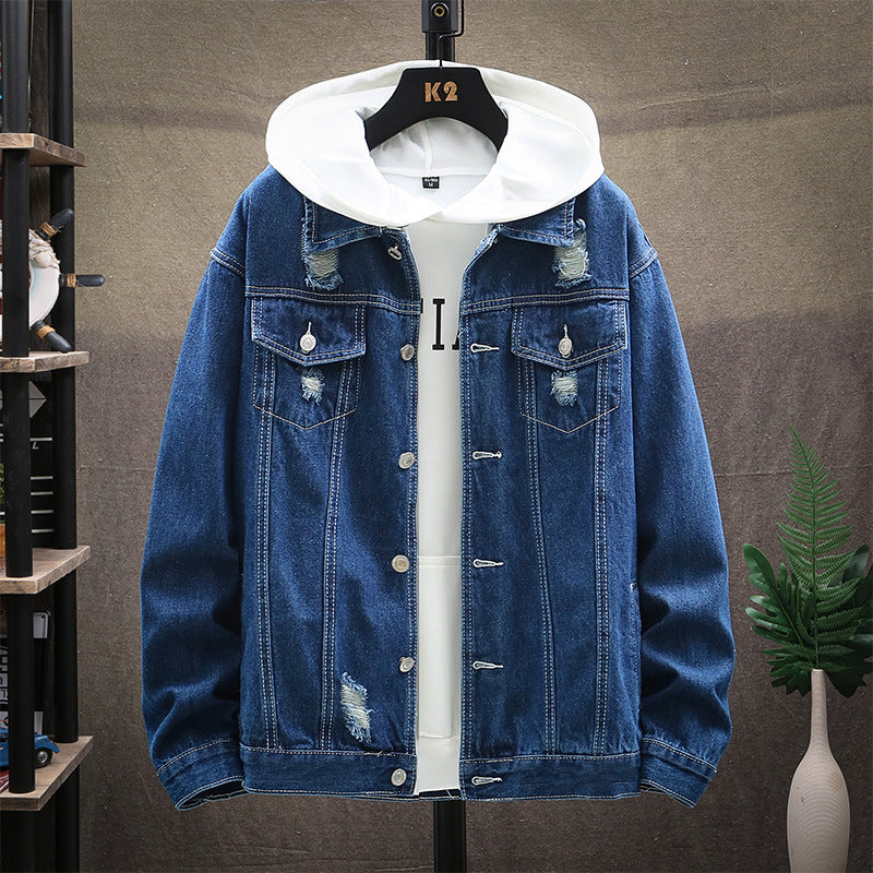 Men's Simple Classic Ripped Denim Jacket