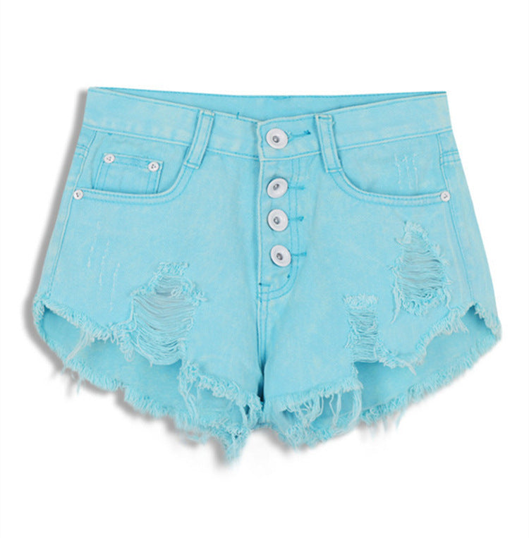 High Waist Button Up Denim Shorts