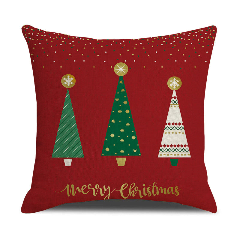 Christmas Day Throw Linen Cushion Pillowcase