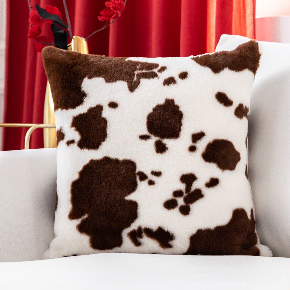 Luxury Cow Plush Throw Pillow Case