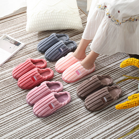 Plush cotton slippers