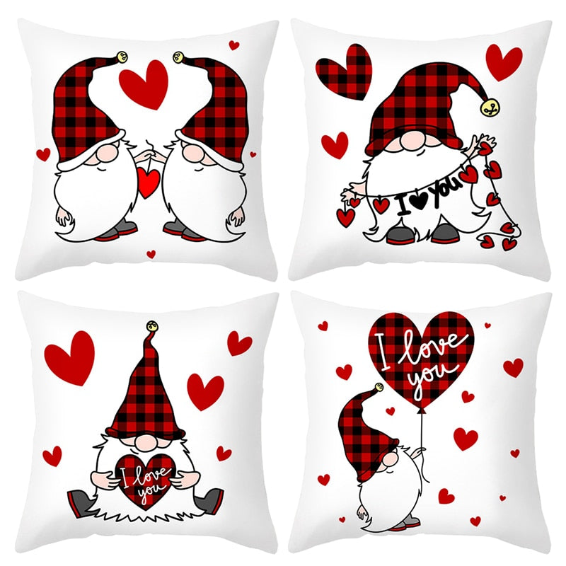 Red Cartoon Letter Series Valentine's Day Pillowcase