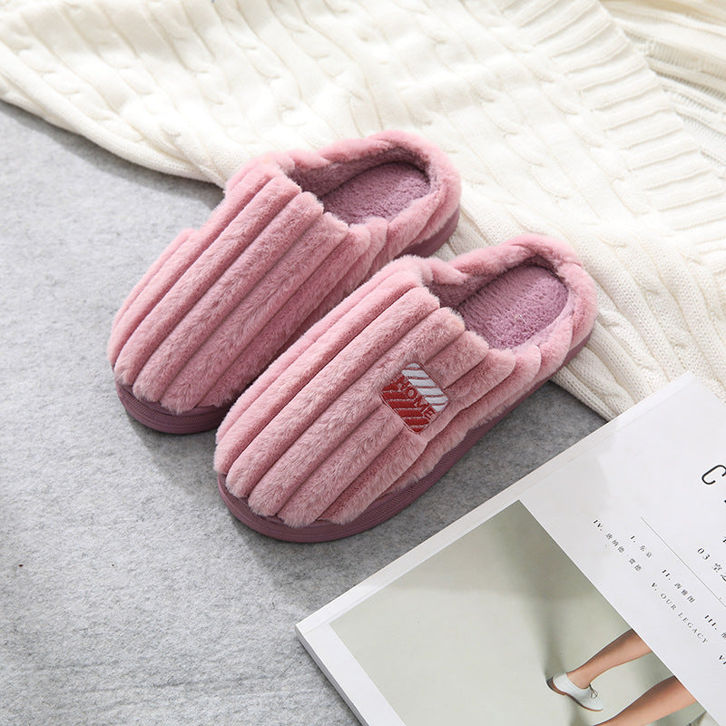 Plush cotton slippers