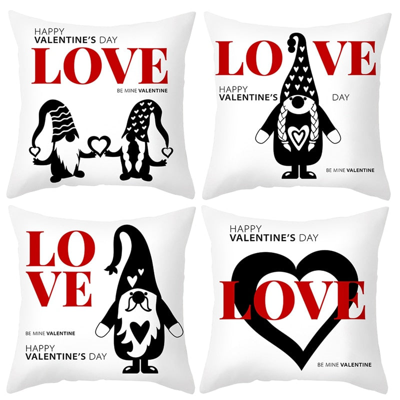 Red Cartoon Letter Series Valentine's Day Pillowcase