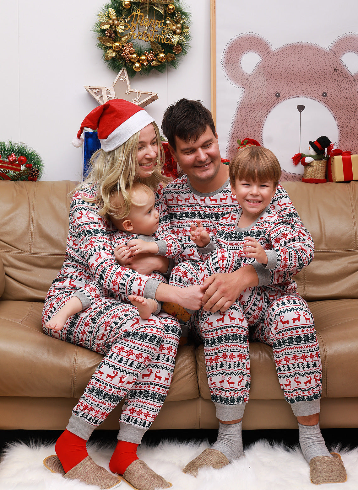 Christmas Matching Striped Reindeer