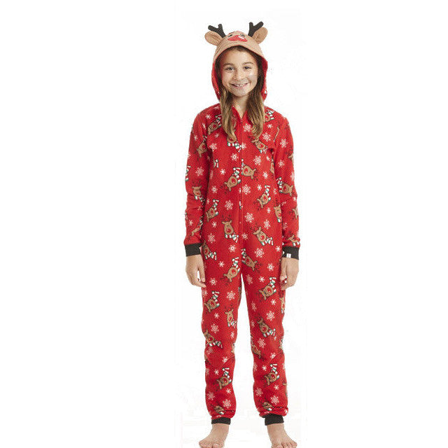 Parent-Child Reindeer Hoodie Onesie