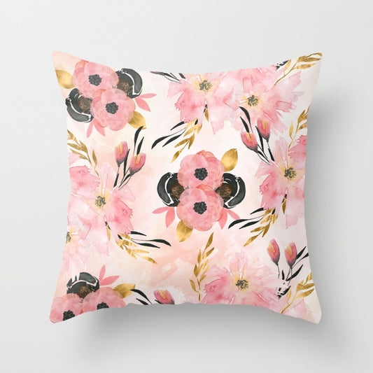 Fashion Idyllic Minimalist Flowers Print Home Pillow Cover