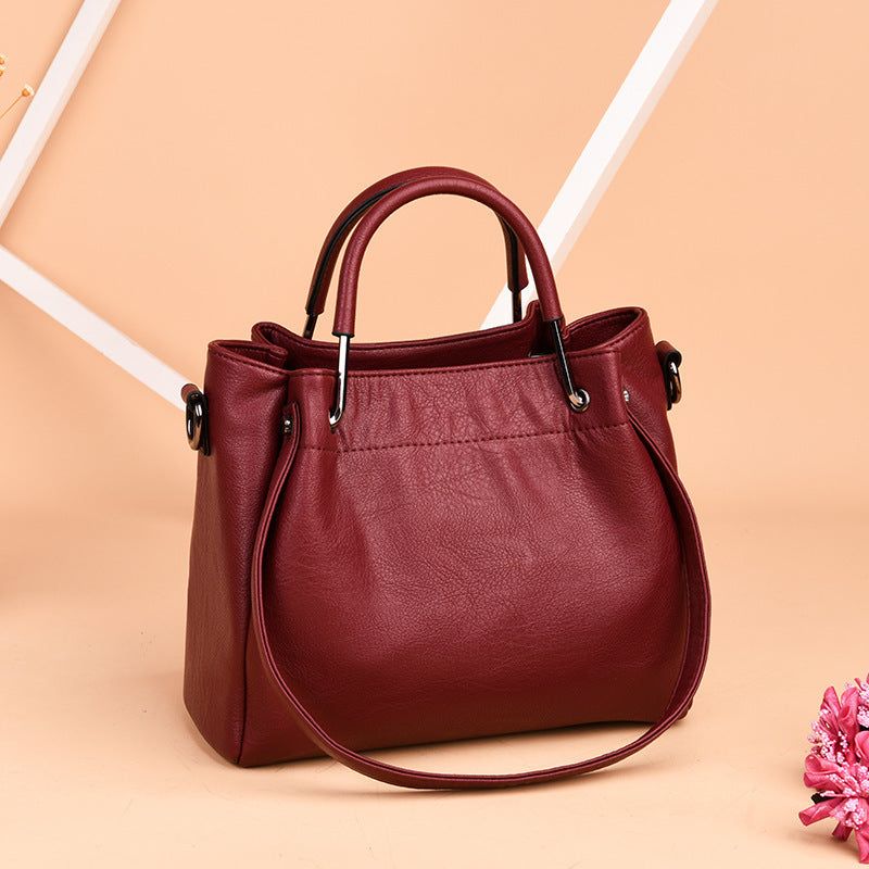 Soft Leather Retro Bucket Bag