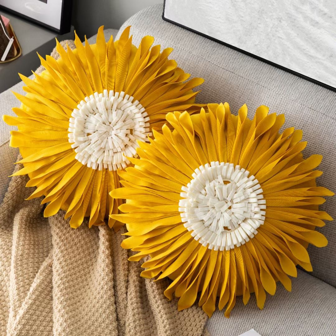 Sun Flower Explosion Round Chrysanthemum Pillow