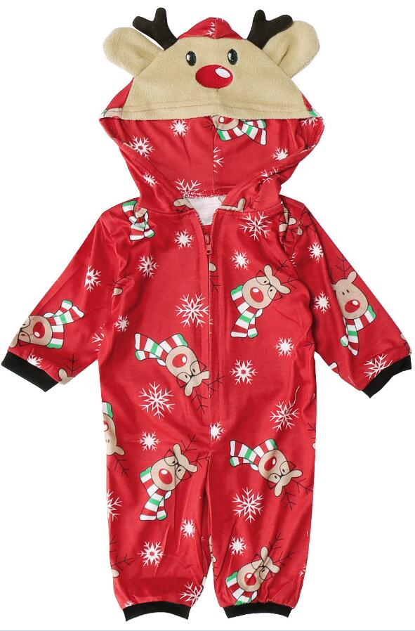 Parent-Child Reindeer Hoodie Onesie