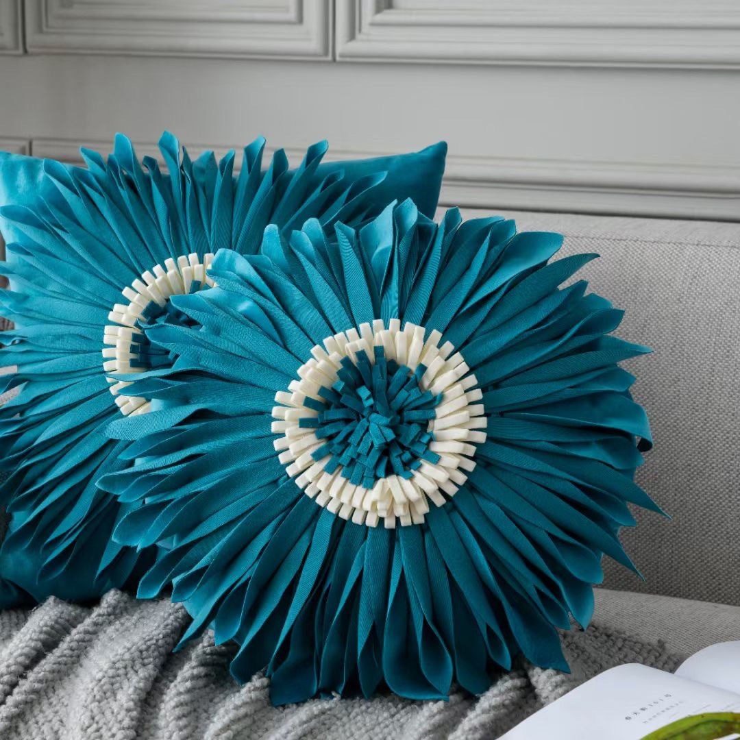 Sun Flower Explosion Round Chrysanthemum Pillow