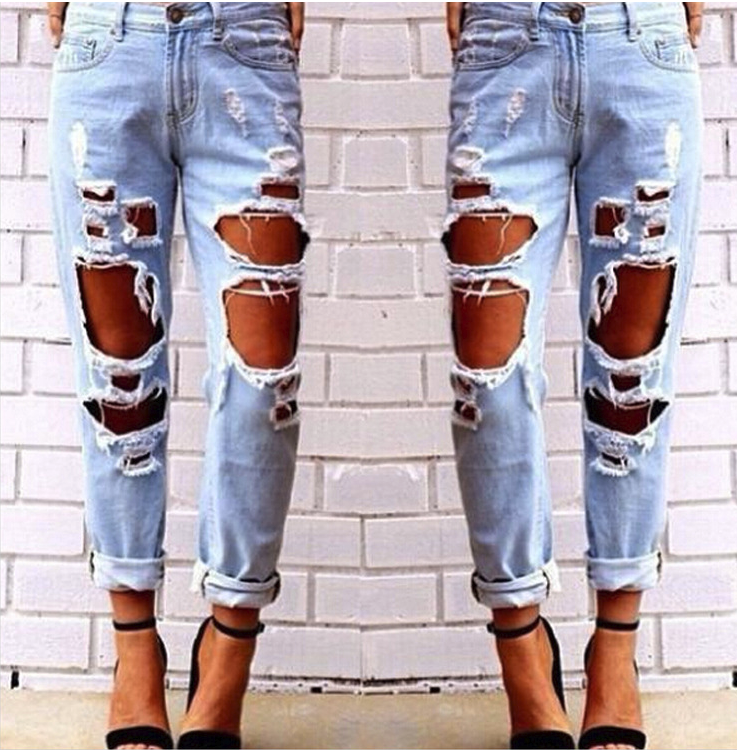 Trendy Hole Loose Jeans