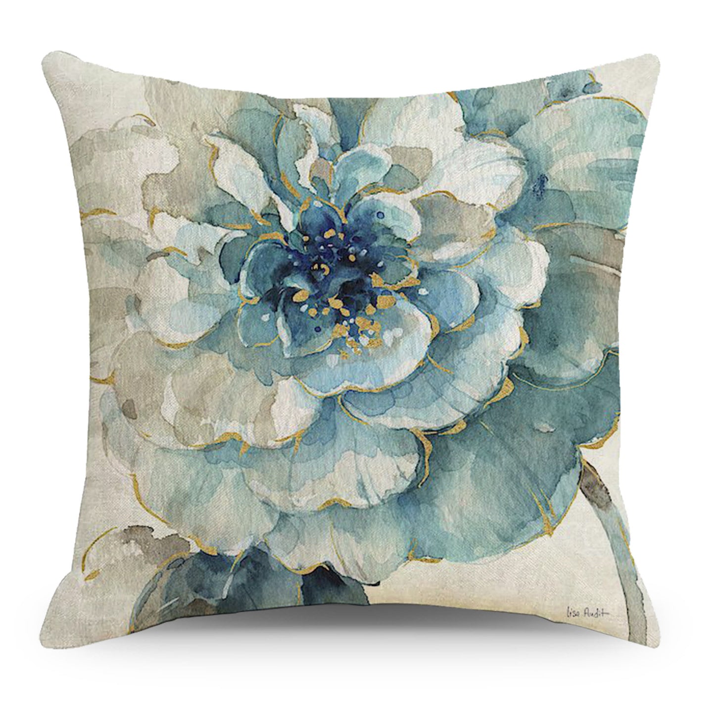 Ink Painting Art Flower Cotton Linen Pillowcase