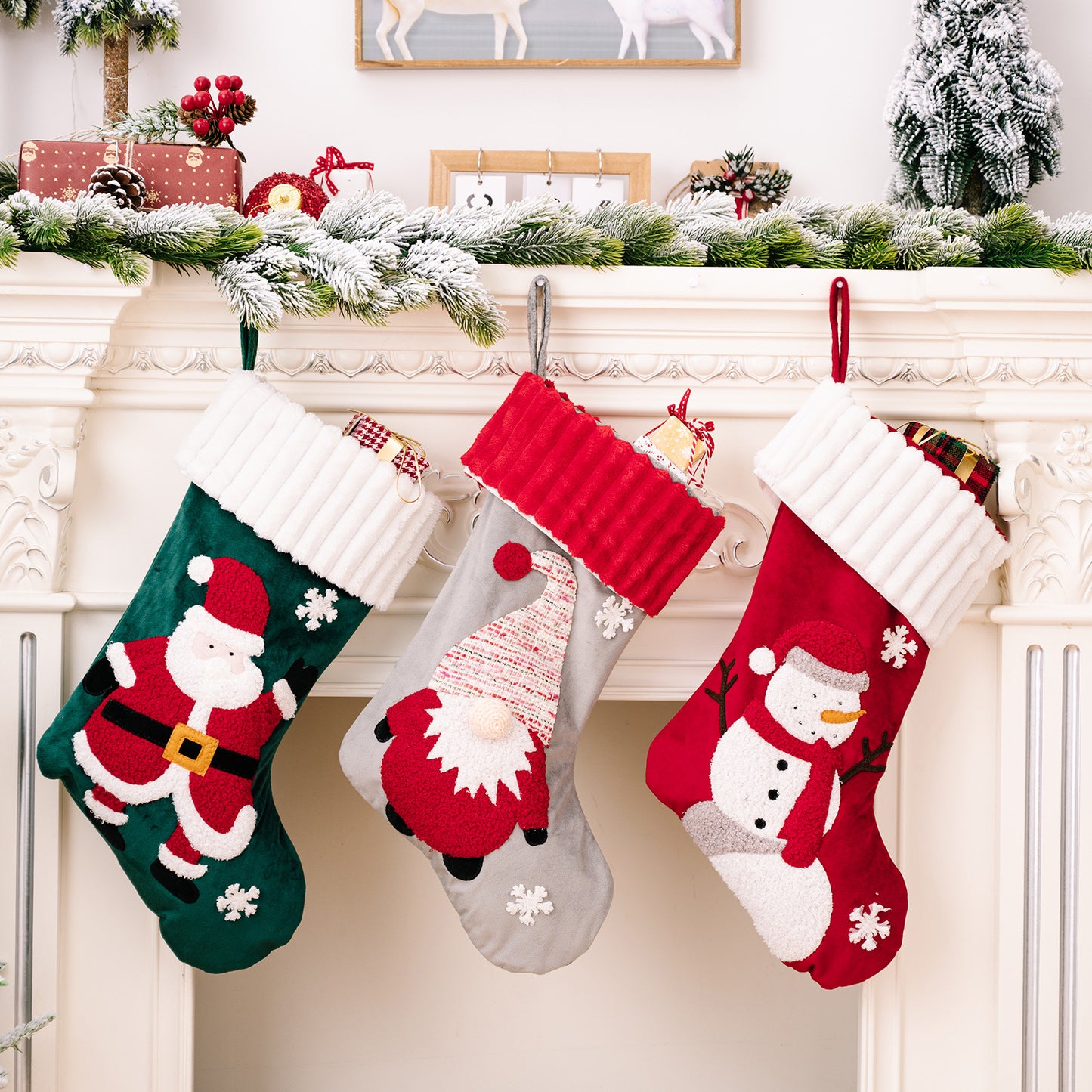 Christmas Gold Velvet Patch Christmas Stockings