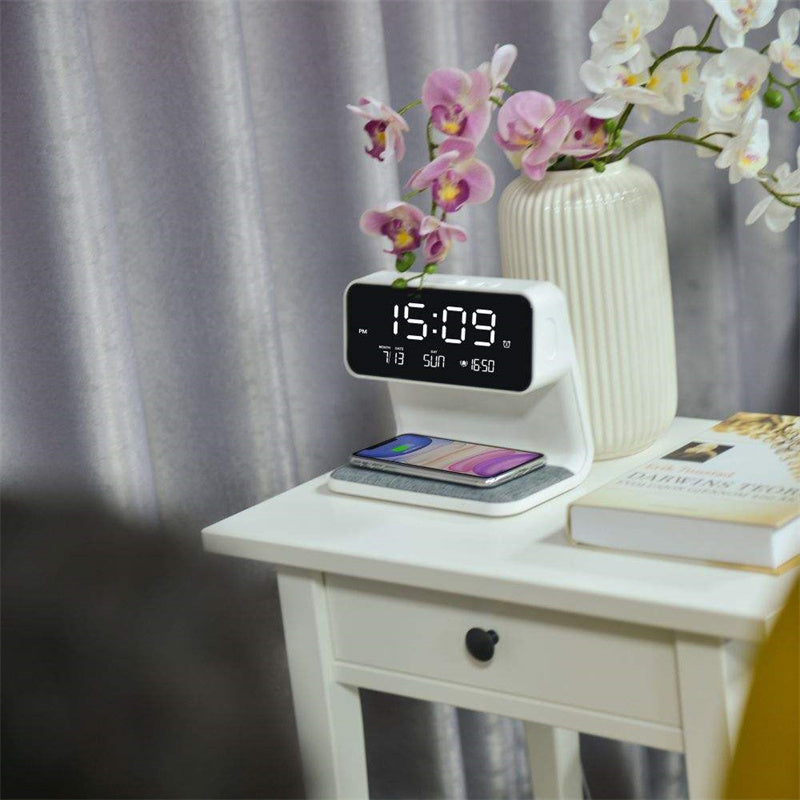 3 In 1 Bedside Lamp, Wireless Charging, LCD Screen Alarm Clock