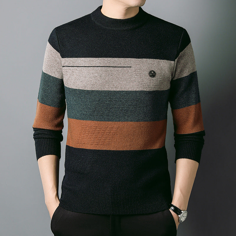 Men's Fashion Casual Round Neck Knitted Bottoming Shirt