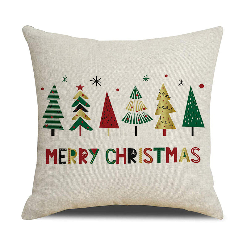 Christmas Day Throw Linen Cushion Pillowcase