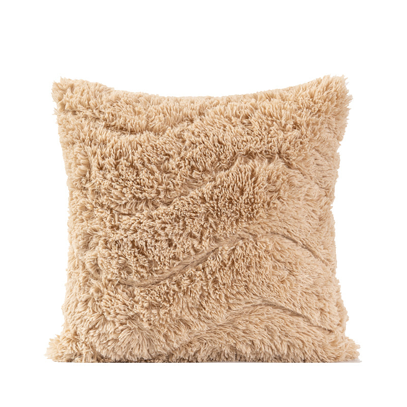 Simple Solid Color Plush Throw Pillowcase