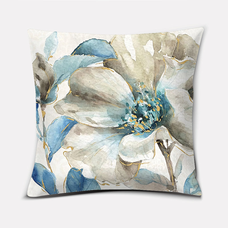 Ink Painting Art Flower Cotton Linen Pillowcase