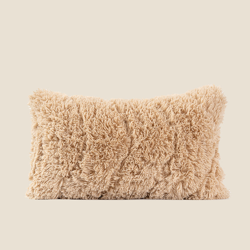 Simple Solid Color Plush Throw Pillowcase