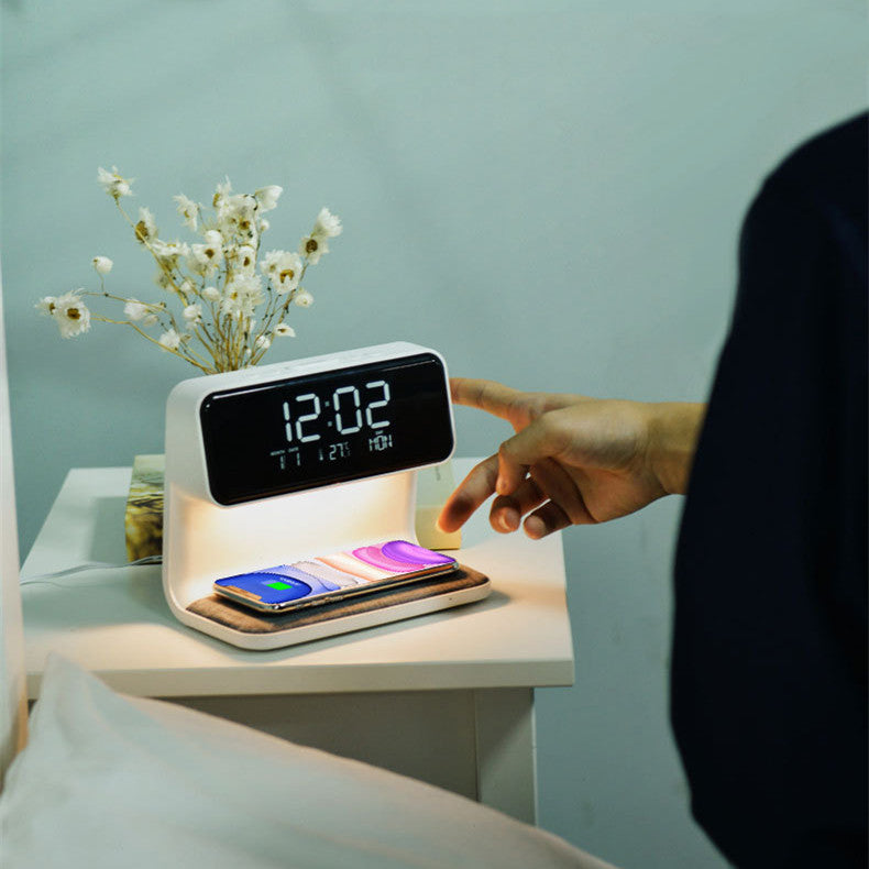 3 In 1 Bedside Lamp, Wireless Charging, LCD Screen Alarm Clock