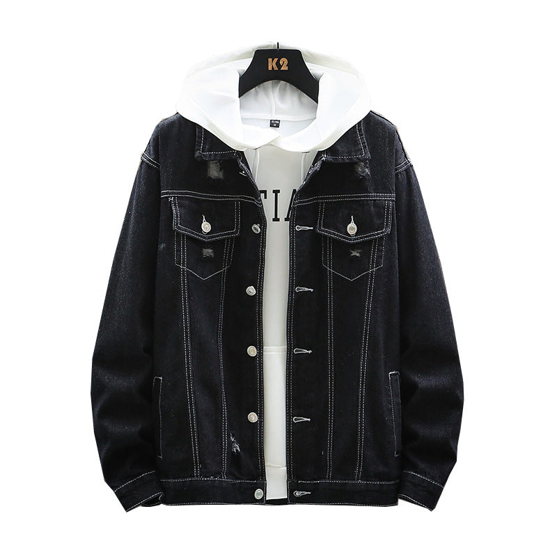 Men's Simple Classic Ripped Denim Jacket