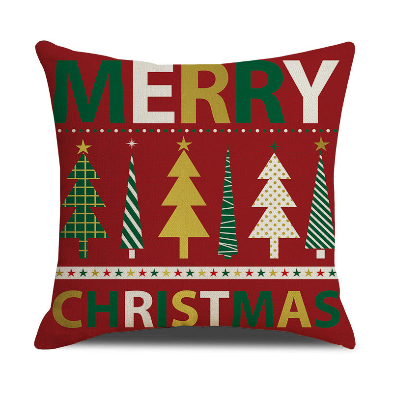 Christmas Day Throw Linen Cushion Pillowcase