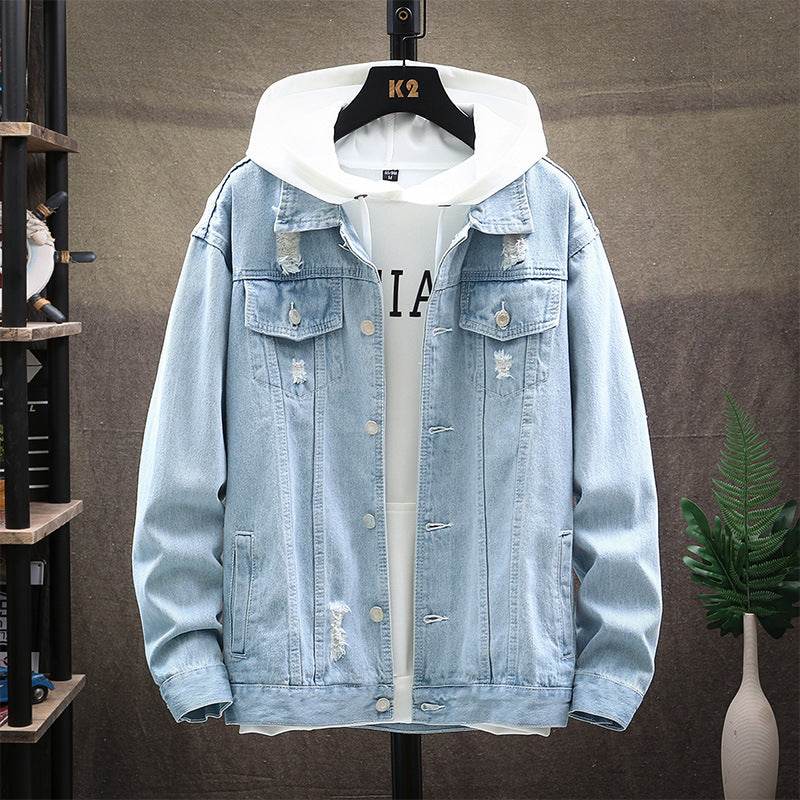 Men's Simple Classic Ripped Denim Jacket