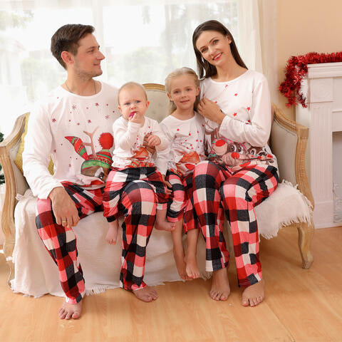 Baby Reindeer Top and Plaid Pants Set