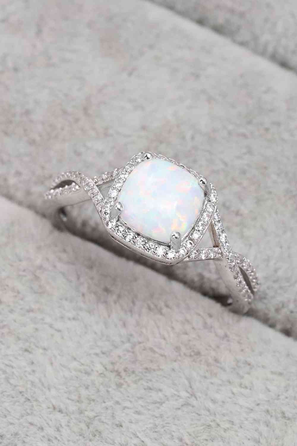 Opal Contrast Crisscross Ring